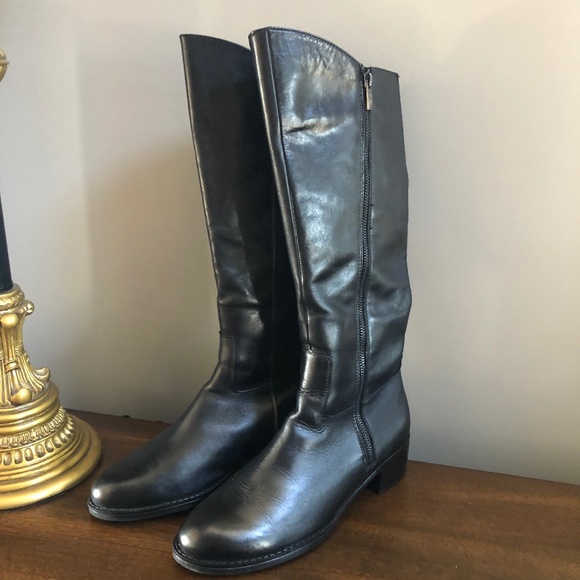 Franco Sarto Leather Cecilia Black Size 9 Boots - Picture 2 of 10